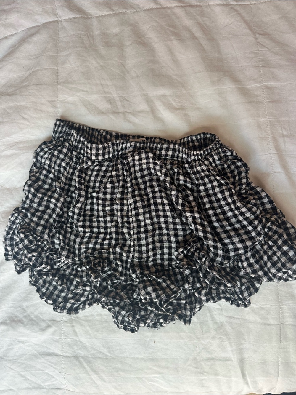 Billabong Black and White Gingham Ruffle Mini Shorts